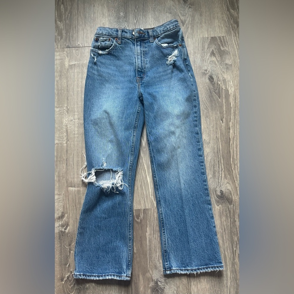 Abercrombie & Fitch Distressed Blue Flare Jeans